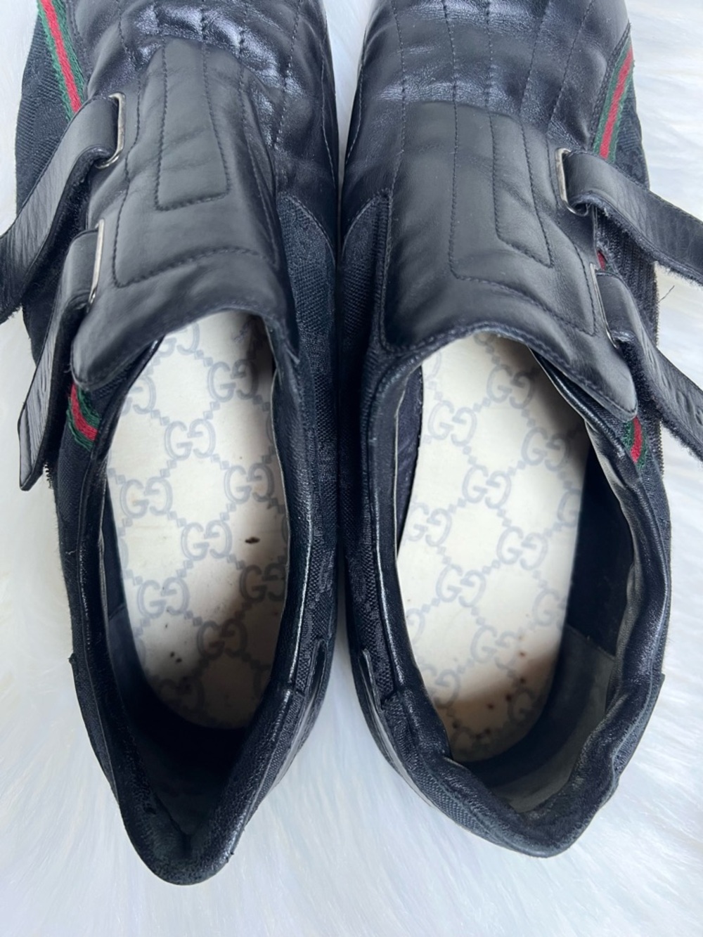 GUCCI Men's Shoes Sz 9.5 G Black Monogram GG Monogram Sneakers Designer Italy - Picture 5 of 17